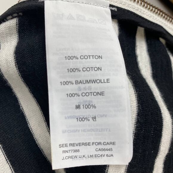 J. CREW S Black & Cream Stripe Double Zipper Dress Small Preppy Academia - Picture 7 of 8